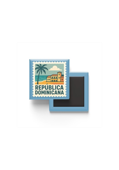 Buzdolap Magneti Dominik Cumhuriyeti Santo Domingo Renkli Posta Pulu Temalı - 9x9 Cm