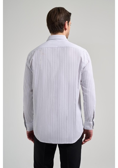 İmza Uzun Kol Çizgili Desen Bez Ayağı İtalyan Yaka Cepli Pamuklu Classic Comfort Fit Gömlek 1004250182 Beyaz İmza Uzun Kol Çizgili Desen Bez Ayağı İtalyan Yaka Cepli Pamuklu Classic Comfort Fit Gömlek 1004250182 Beyaz