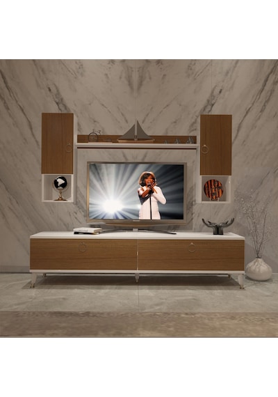 Decoraktiv Eko 5da Mdf Std Gold Tv Ünitesi Tv Sehpası Beyaz - Ceviz