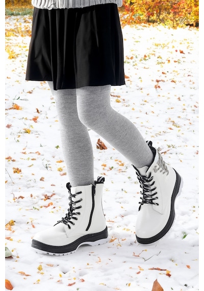 Kiko Kids Termo Taban Kız Çocuk Bot 621 Kırışık Taşlı Beyaz
