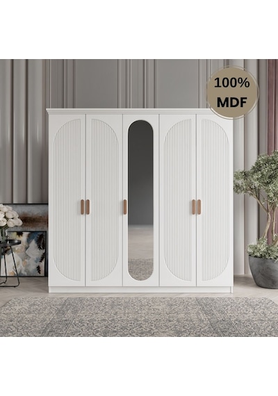 Soho 5 Kapak Mdf Gardırop Beyaz