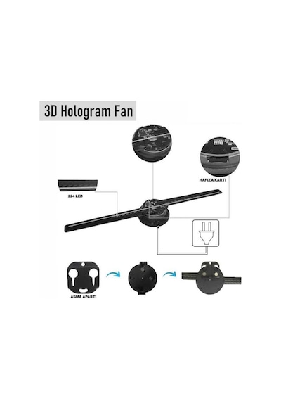 3d Hologram Led Fan 42cm