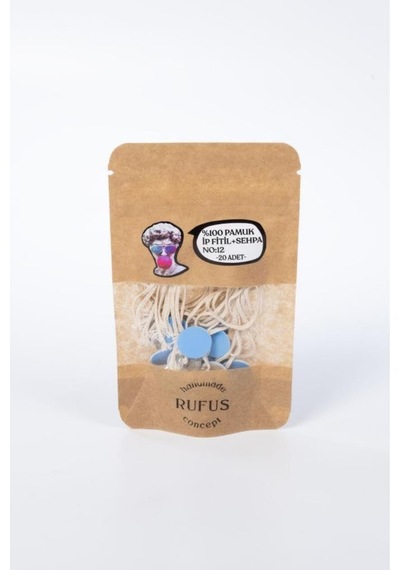 Rufus Concept Pamuk İp Fitil No:12 + Yapışkanlı Sehpa 15cm Boy 20 Adet Çok Renkli