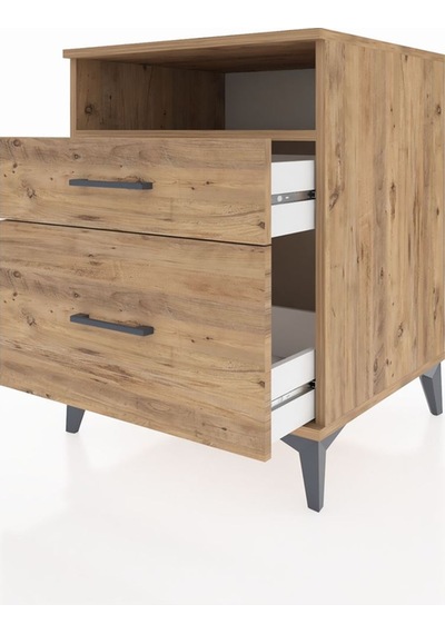 Kronos Komodin Tek Raflı 2 Çekmeceli 60x59x80 Çam-çam Çam