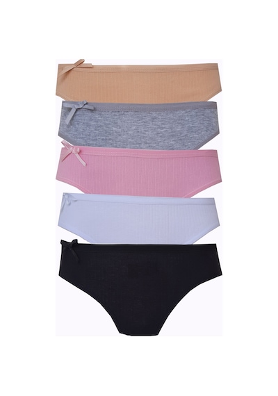 5'li Kadın Fitilli Bikini Renkli Esnek Yumuşak Külot Çok Renkli