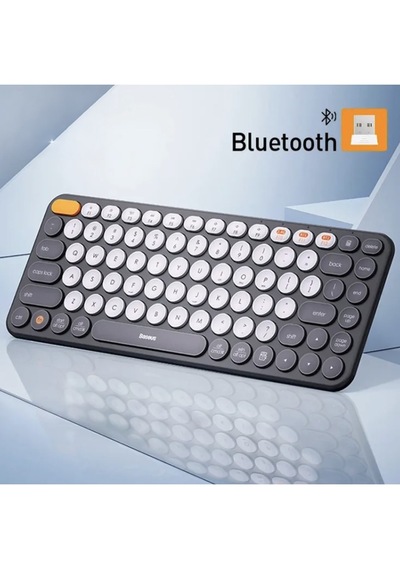 Luve Store Baseus Bluetooth 5.0 Kablosuz Klavye 2.4 Ghz Usb Alıcılı İngilizce Q Çoklu Bağlantı
