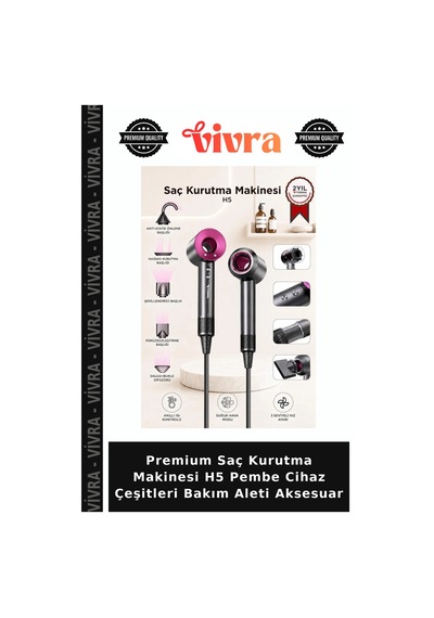 Premium Saç Kurutma Makinesi H5 Pembe Cihaz Çeşitleri Bakım Aleti Aksesuar