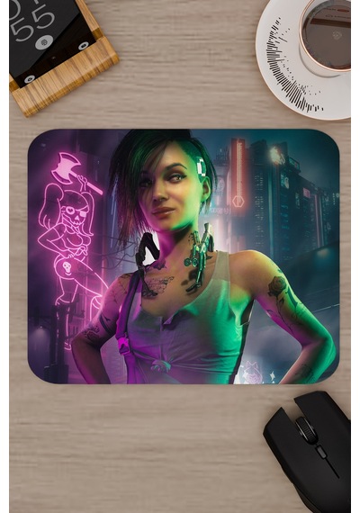 Cyberpunk 2077 Kaymaz Dikişli Kauçuk Oyuncu Mousepad V2 - 22x18 Gaming Mouse Pad Fare Altlığı