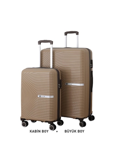 Mçs Bavul Büyük Ve Kabin 2li Set Kırılmaz Silikon Valiz V374 Şamp/acı Kahve Şampanya