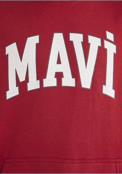 Mavi - Mavi Logo Baskılı Kapüşonlu Kırmızı Sweatshirt 067149-86417 Kırmızı