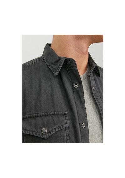 Jack & Jones Jack&jones 12138115 Jjesherıdan Shırt L/s Black Denım Erkek Gömlek Siyah