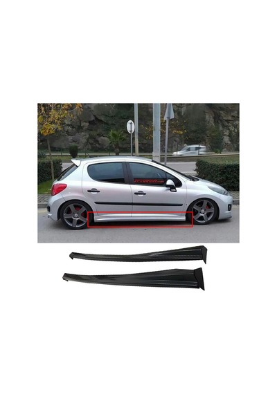 Peugeot 207 Yan Marşpiyel Seti Mat Siyah Plastik 2 Adet