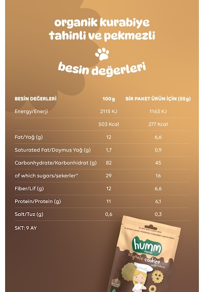 Hummorganic Organik Tahinli ve Pekmezli Vegan Kurabiye Atıştırmalık Paketi - 12 adet