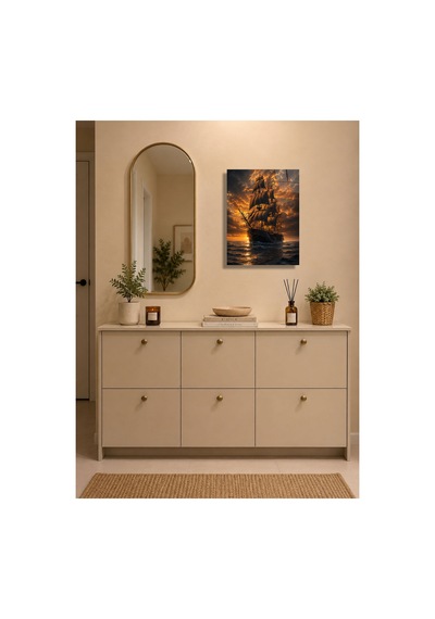 Ufkun Ötesine Yolculuk Gün Batımında Yelkenli Gemi A3 Metal Poster Çok Renkli - 937474939 Çok Renkli - 937474939 Çok Renkli