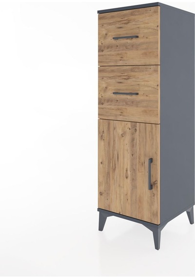 Hyperion Dolap Tek Raflı 2 Çekmeceli Tek Kapaklı 44x44x134 Antrasit-çam Antrasit