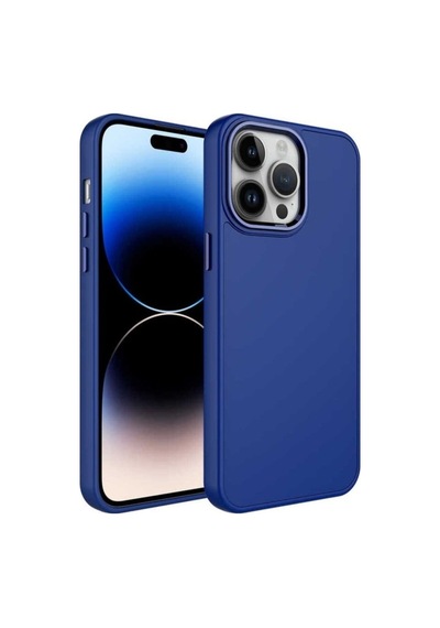 Apple Uyumlu iPhone 13 Pro Max Kılıf Metal Çerçeve Ve Buton Tasarımlı Silikon Zore Luna Kapak Lacivert