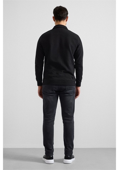 Süvari Siyah Regular Düz Yarım Balıkçı Yaka Sweatshirt Sw2013700003-s09 Siyah