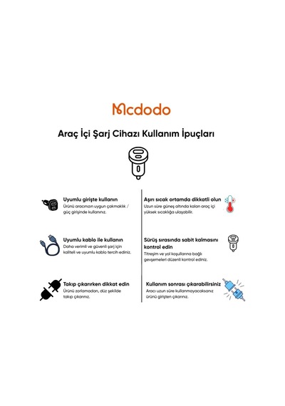 Mcdodo Cc-5950 Cargo Serisi 72w Bluetooth Fm Vericili Araç İçi Çakmaklık Şarj Cihazı