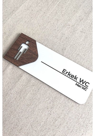 Erkek Wc Kapı Tabelası Tuvalet Yönlendirme Levhası 19x7 Cm Çift Katmanlı - Kl-wc527