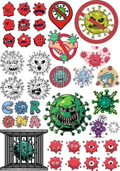 Virüs Bakteri Sticker Set-1 32 Parça Telefon, Tablet, Defter, Laptop Sticker