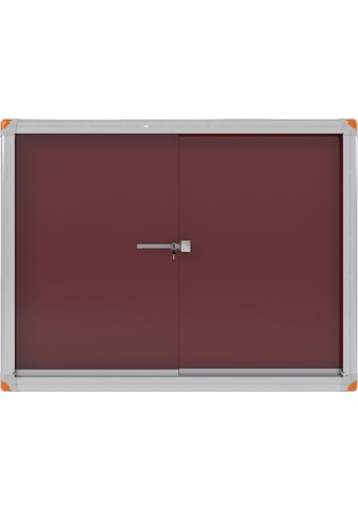 90x180 Cm Kilitli Ve Sürgülü Alüminyum Çerçeve Camlı Ilan Duyuru Panosu Bordo