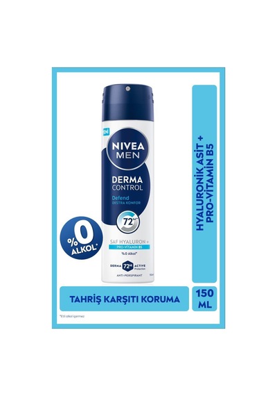 Men Erkek Sprey Deodorant Derma Control Defend 150ml,hyaluron,pro Vitamin B5,72 Saat perspirant