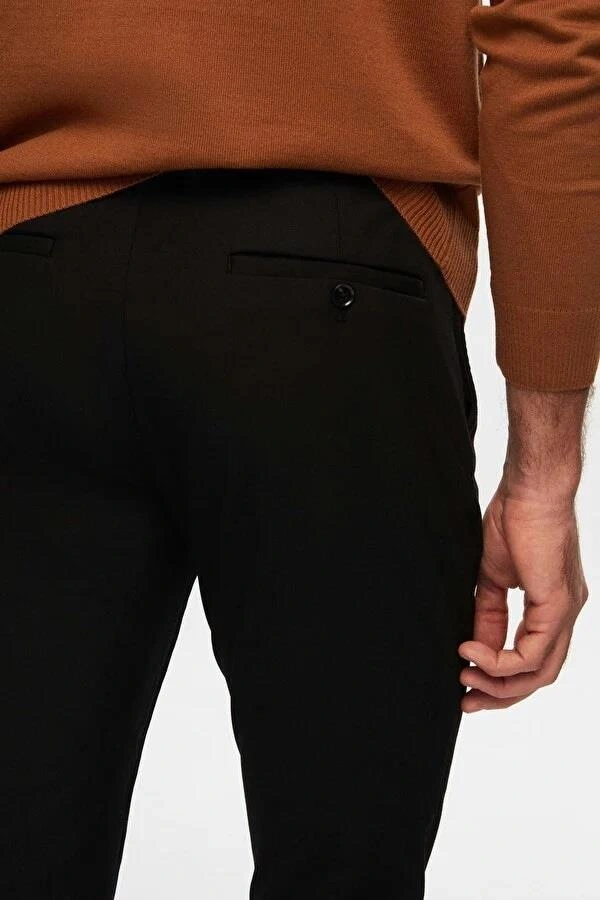 Yazı Vitesse Slim Fit Likralı Erkek Jogger Pantolon-7381 Siyah