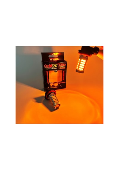Femex H8/11 2835 Chip 9w Sis Led Ampul Turuncu 66smd Ultra Parlak Mercekli