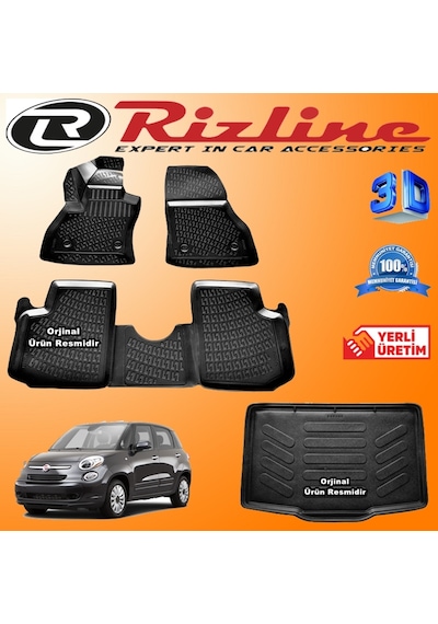 Fiat 500L 3D Paspas + Bagaj Havuzu 2013-2018 Arası Set Rizline N11.22946