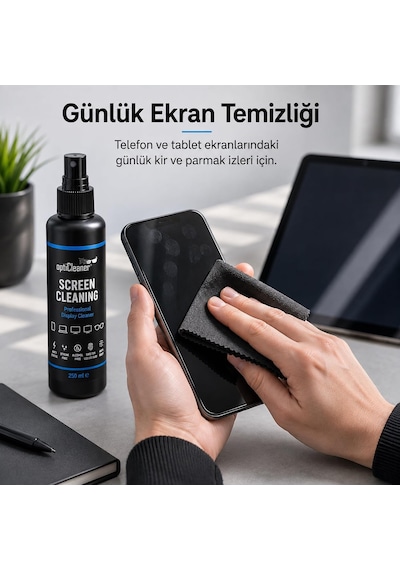 Lexroo Ekran Temizleme Seti, 250 Ml Sprey, Büyük Mikrofiber Bez Ve 15 18 Cm Gözlük Bezi, Laptop