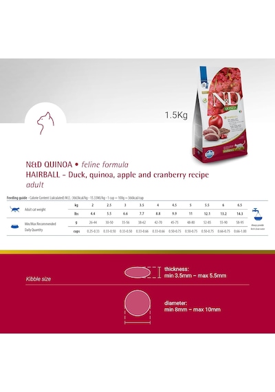 Quinoa Tahılsız Tüy Yumağı Önleyici Yetişkin Kedi Maması 1,5kg
