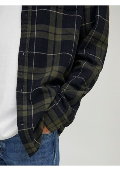 Jack & Jones Jack&-jones 12259895 Jjewılly Chech Shırt Gömlek Haki Siyah Haki - Siyah