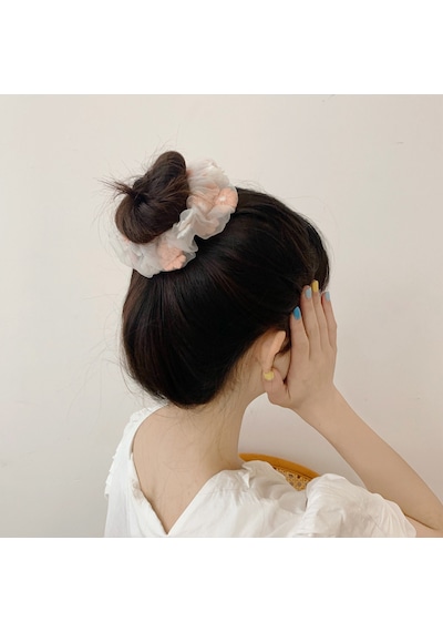 Fransız Peri Mesh Scrunchies Elastik Scrunchy Kalın Bağırsak Saç Halkaları Kızlar İçin Saç Aksesuarları Blue