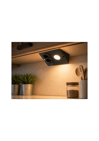 Dolap Tezgah Altı 2'li Priz Ve 3 Watt Anahtarlı Led Spot Aydınlatma Siyah Kasa Işık Ve Akıllı Priz,bango Aydınlatması,mutfak Prizi Dolap Tezgah Altı 2'li Priz Ve 3 Watt Anahtarlı Led Spot Aydınlatma Siyah Kasa Işık Ve Akıllı Priz,bango Aydınlatması,mutfak Prizi