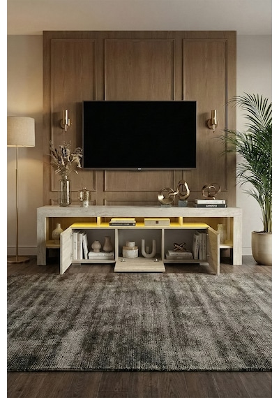 Kale Ledli Tv Ünitesi 200 Cm Traverten