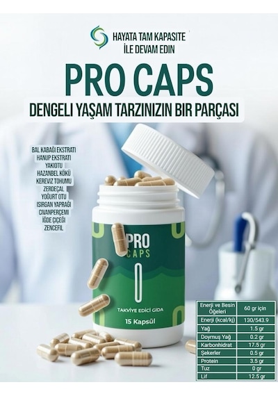 1 Kutu Bitkisel Takviye Edici Gıda Pro Caps 15 Li Procaps