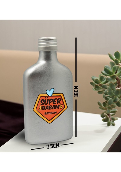 Bk Gift Kişiye Özel İsimli Baba Temalı Gümüş Tasarım Cam Şişe Kolonya 200 ML 2