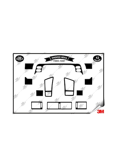 Daewoo Nexia 1995-1997 Torpido Konsol Trim Göğüs Maun Kaplama Set 12 Parça Siyah