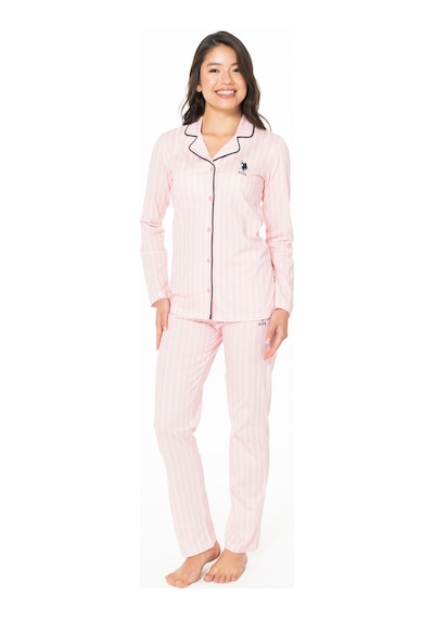 U.S. Polo Assn. Kadın Pamuklu Lisanslı Pijama Takımı 20138 Pembe