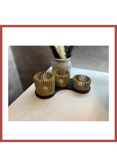 Bezos Üç Boyutlu Tealight Mumluk Ve Üçlü Mum Standı Seti Dekoratif Mum Tutucu Erdotıca Çok Renkli