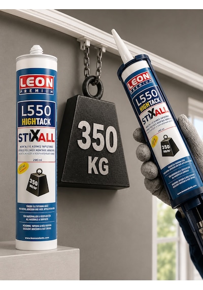 Süper Güçlü 350 Kg Ağırlık Taşıyabilen Korniş Ve Montaj Yapıştırıcı 450 Gram Beyaz - Şeffaf