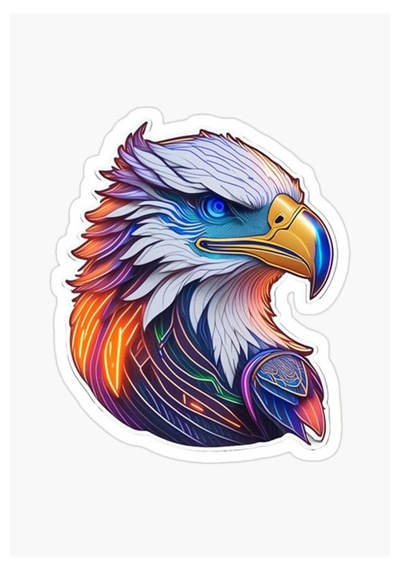 Renkli Kartal Sticker Araba, Motorsiklet, Araçetiket Cam Sticker 19cm
