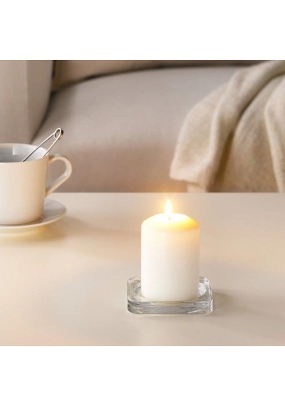 Ikea Lättnad Cam Kaplı Kokulu Mum 6,8 X 10 Cm Kokusuz Beyaz