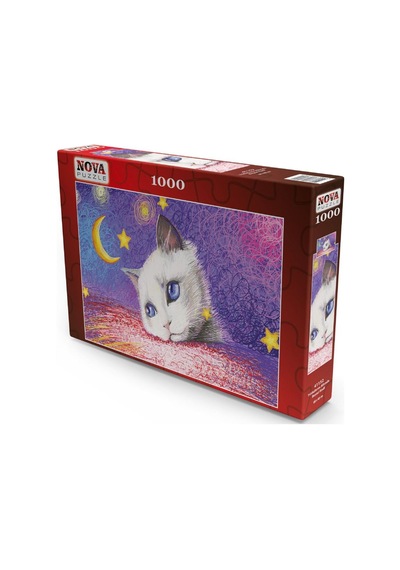 Nova 1000 Parça Puzzle - Yıldızların Altında - Beyaz Kedi