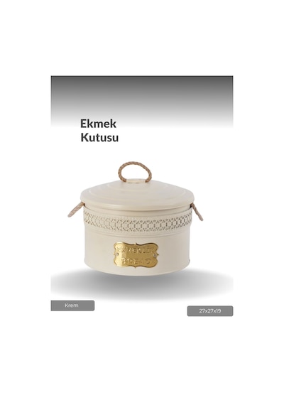 Ekmek Sepeti Metal Ekmeklik Krem 27x27x19 Cm Krem
