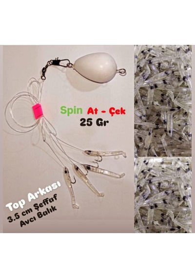 At-çek Spin Top Arkası 3,5 Cm 25 Gr Şeffaf Avcı Balık