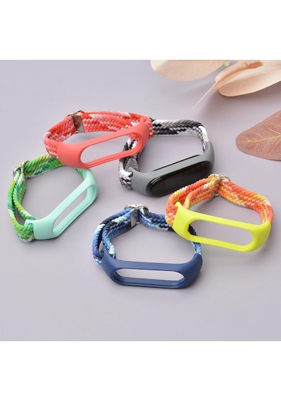 Xiaomi Mi Band 5 Kordon Örgü Loop Kayış Metal Tokalı Bileklik
