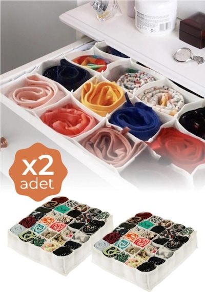 Serstil 2 Adet 30 Bölmeli Petek Organizer Beyaz 42 35 10 Cm