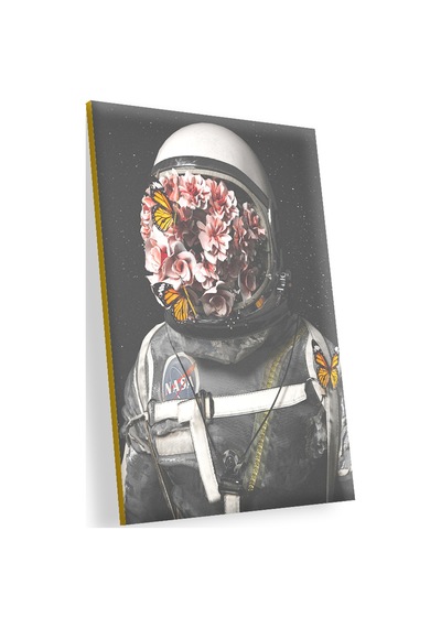 Cakasepetim Çiçek Yüzlü Astronot Görseli. Sanat Ahşap Mdf Tablo