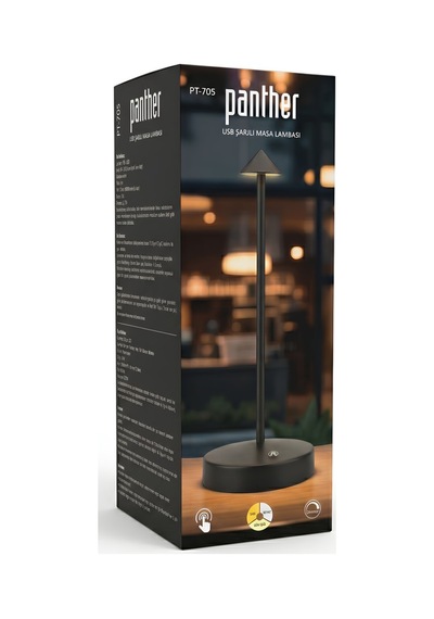 Panther Pt-705 Usb Şarjlı Dokunmatik Dimmerli Masa Lambası Siyah Çok Renkli
